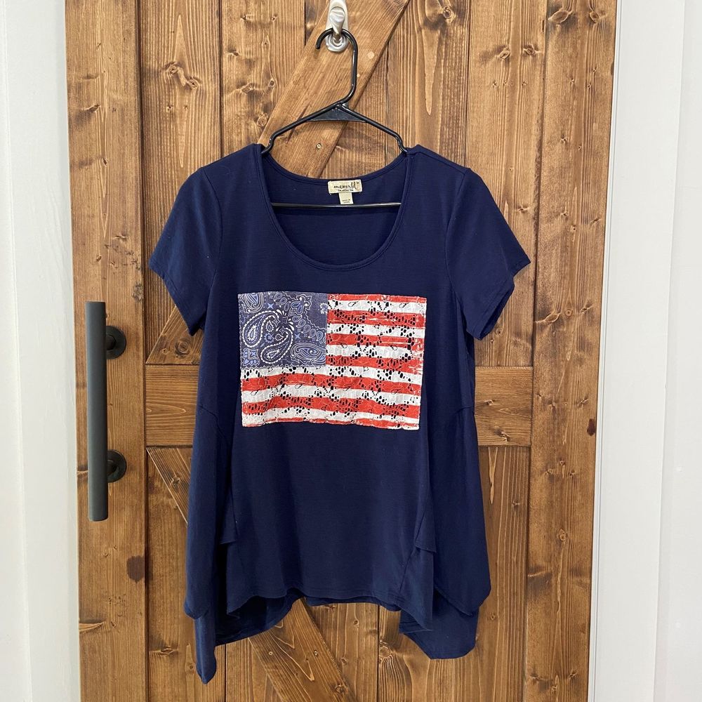 Oneworld USA Flag Navy Blue Shirt Size M